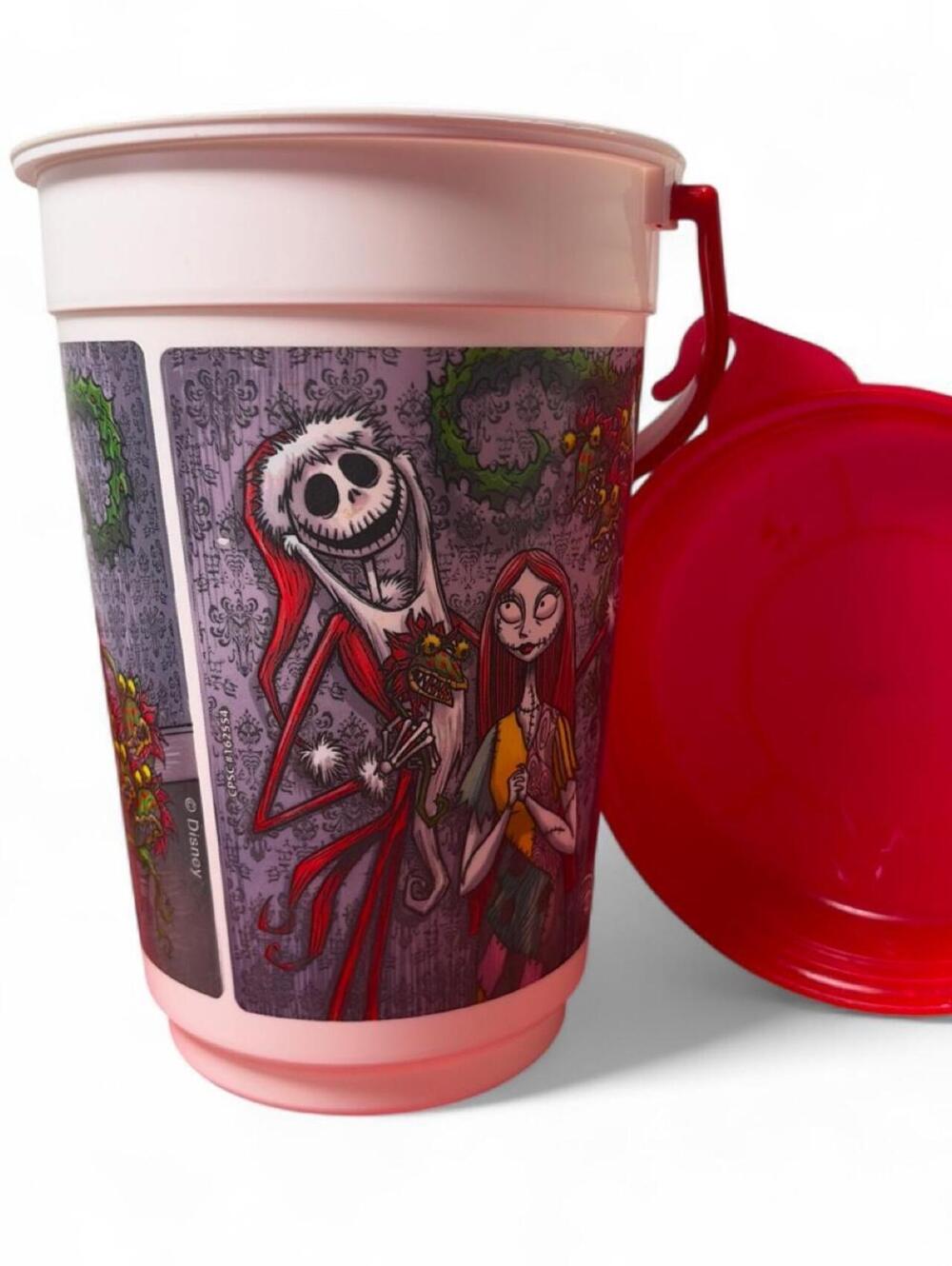 The Nightmare Before Christmas Red and Pink Plastic Storage Bucket with Lid and